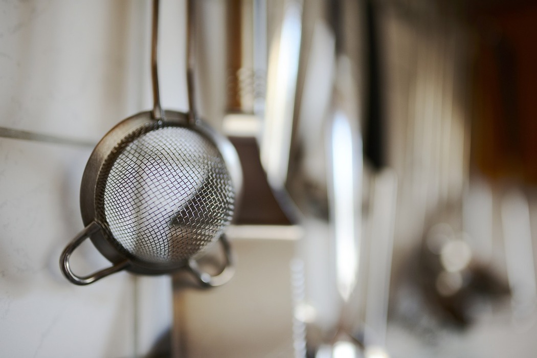 Strainer hanging in the kitchen