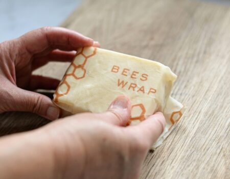 beeswax wrap on a woodern chopping board