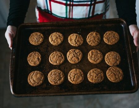 Baked no sugar Peanut Butter Cookies, baked, on a tray