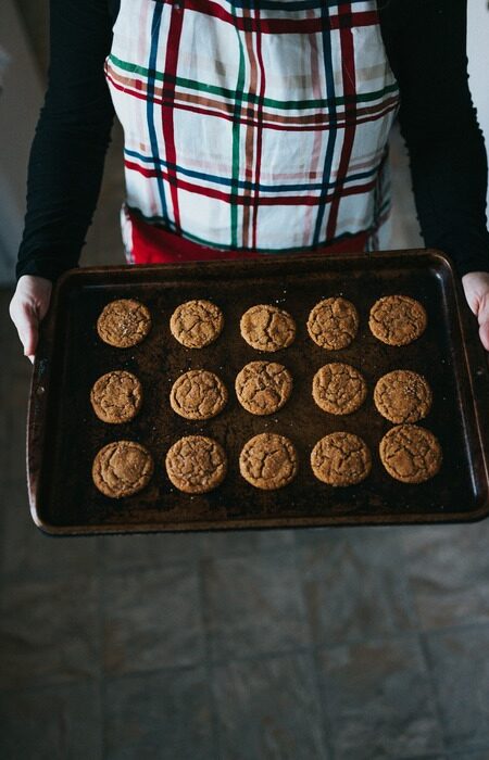 Baked no sugar Peanut Butter Cookies, baked, on a tray